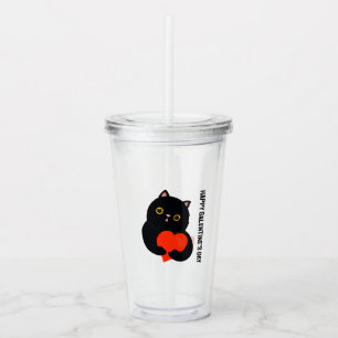 Lycklig Galentines dag svart kattunge ge ett hjärt Take Away Mugg