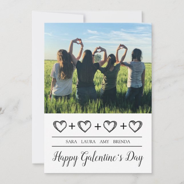 Lycklig Galentines Day Best Friends Photo Julkort (Framsida)