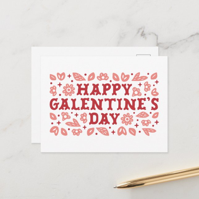 Lycklig Galentines Day blommigt cowgirl estesies Vykort (Fram/Back In Situ)