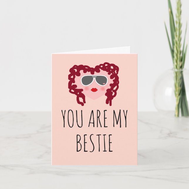 Lycklig Galentines Day Cute Rosa Heart Bestie Helgkort (Framsida)
