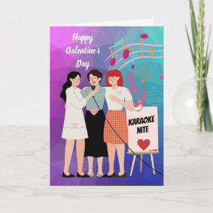 Lycklig Galentine's Day Girls Night Out Karaoke Kort