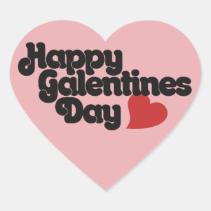 Lycklig Galentines Day Hjärtformat Klistermärke