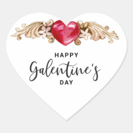 Lycklig Galentines Day Hjärtformat Klistermärke