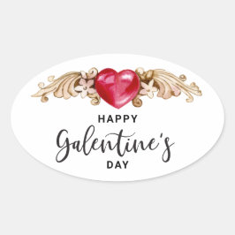 Lycklig Galentines Day Ovalt Klistermärke
