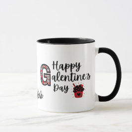 Lycklig Galentines Day Red and Black Mugg