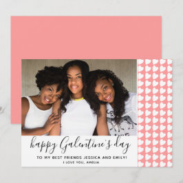 Lycklig Galentine's Day Rosa Heart Photo Friend Julkort