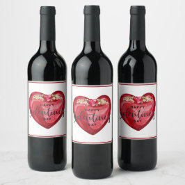 Lycklig Galentines Day Vinflaska Etikett