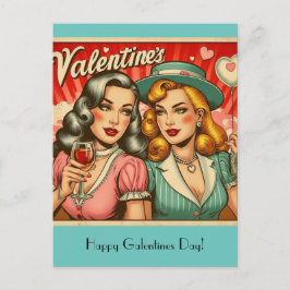 Lycklig Galentines Day Vykort