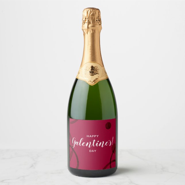 Lycklig Galentines, röd Vin-champagneetikett (Framsida)