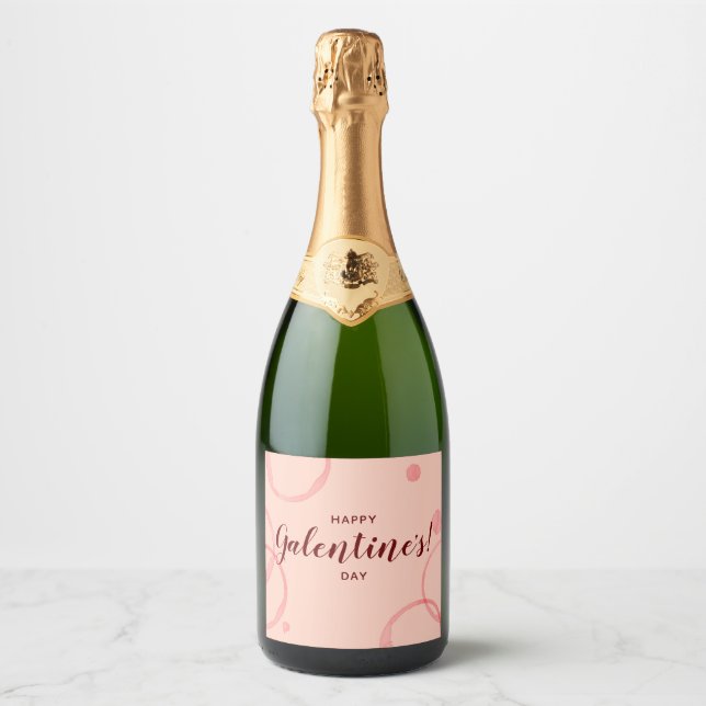 Lycklig Galentines, Rosa Sparkling Champagne Label (Framsida)