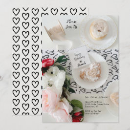 Lycklig Galentines svarthjärtklappsinbjudan på dag