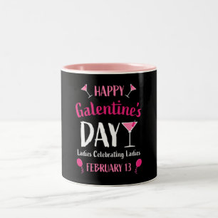 Lycklig Galentins dag 13 februari Två-Tonad Mugg