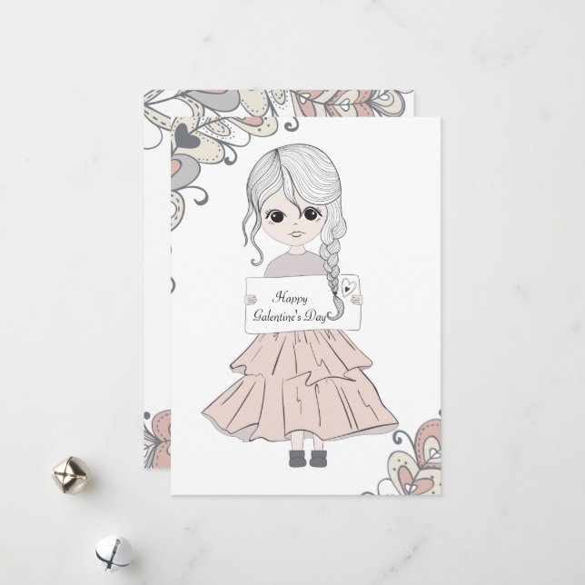 Lycklig Galentins dag. Julkort (Fram/Back In Situ)