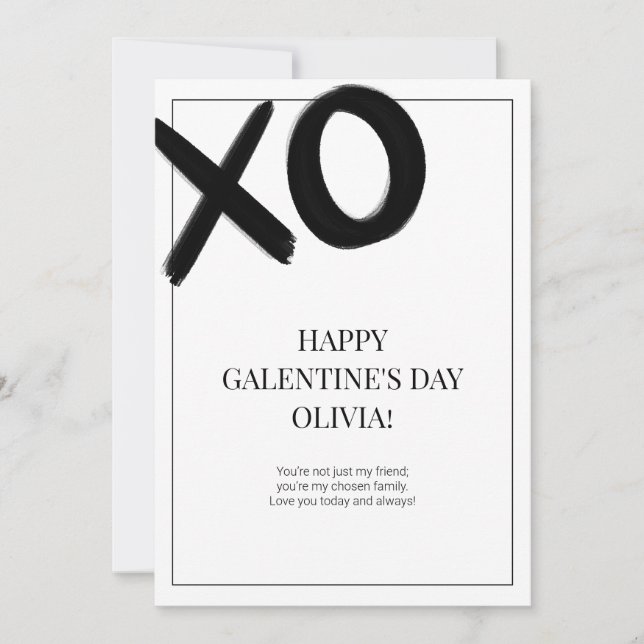 Lycklig Galentins XOXO-dag, svart och modern Julkort (Framsida)