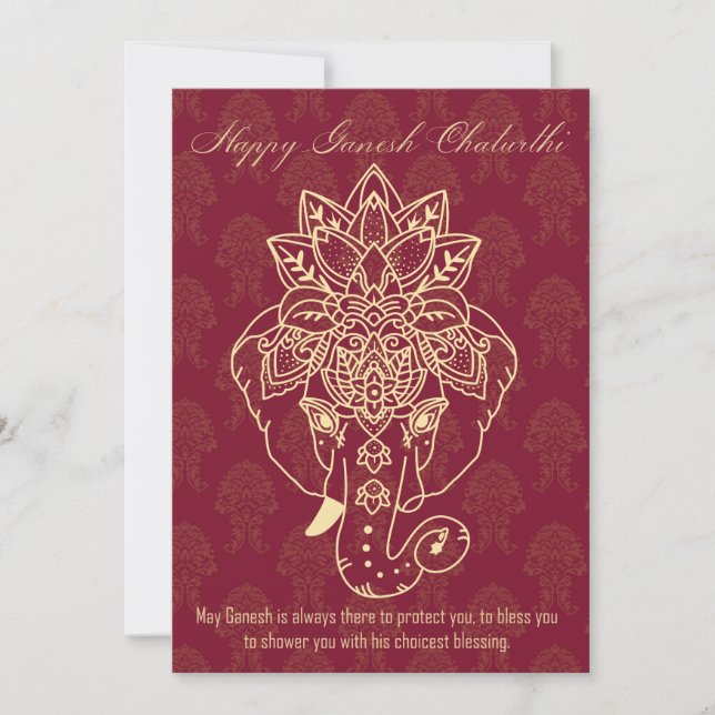 Lycklig Ganesh Chaturthi, egen text, burgundi (Framsida)