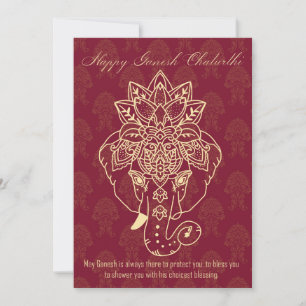 Lycklig Ganesh Chaturthi, egen text, burgundi