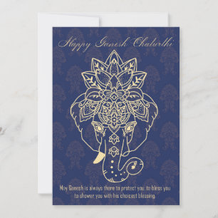 Lycklig Ganesh Chaturthi, egen text, marinblått