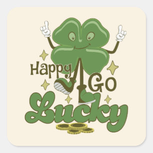 Lycklig går Lucky St. Patrick's Day Fyrkantigt Klistermärke
