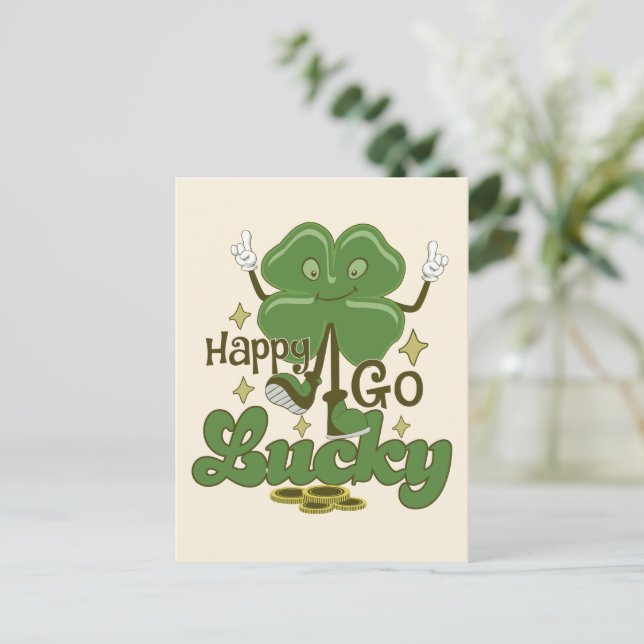 Lycklig går Lucky St. Patrick's Day Vykort (Stående Fram)