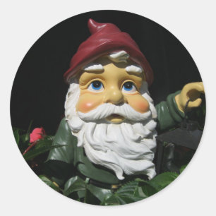 Lycklig Garden Gnome Runt Klistermärke