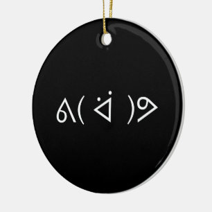 Lycklig Gary ᕕ( ᐛ )ᕗ Meme Emoticon Emoji Text Art Julgransprydnad Keramik