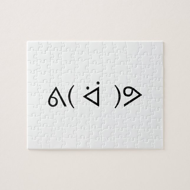 Lycklig Gary ᕕ( ᐛ )ᕗ Meme Emoticon Emoji Text Art Pussel (Horisontell)