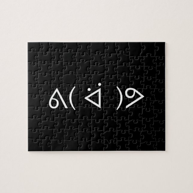 Lycklig Gary ᕕ( ᐛ )ᕗ Meme Emoticon Emoji Text Art Pussel (Horisontell)