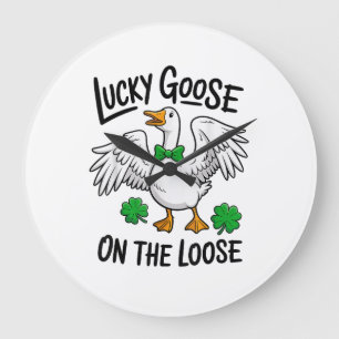 Lycklig Gås På Lösa Funny Goose Shamrock Stor Klocka