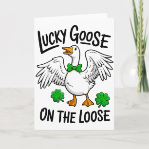 Lycklig Gås På Löst Funny Gås Shamrock St P Kort