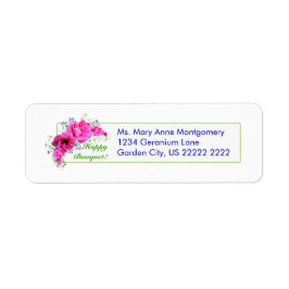 Lycklig Geranium Bouquet Returetiketter Returadress Etikett