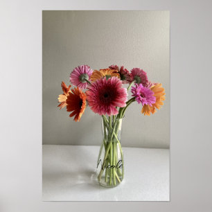 Lycklig Gerbera Colorful Flower +Custom Name Poster