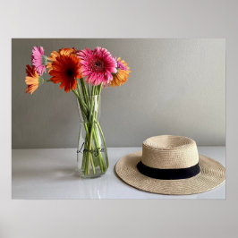 Lycklig Gerbera Colorful Flower +Custom Name Poster