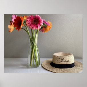Lycklig Gerbera Colorful Flower Poster