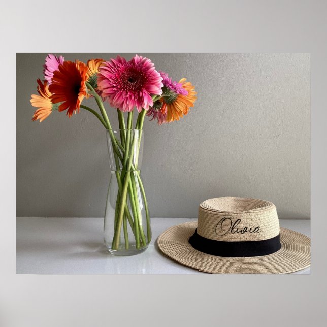 Lycklig Gerbera Colorful Flower Poster (Framsidan)