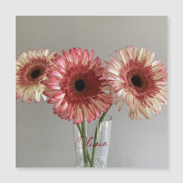 Lycklig Gerbera Rosa Flower Photo +eget namn (Framsida)