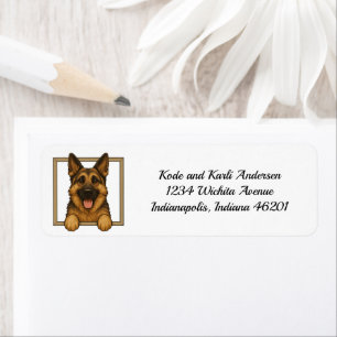 Lycklig German Shepherd Returadress Etikett
