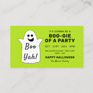 Lycklig Ghost, Grönt Halloween fest Biljett Inbjud Tilläggskort