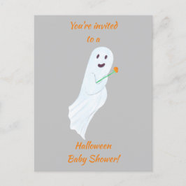 Lycklig Ghost Halloween Baby Shower Inbjudan Postk