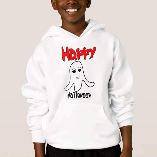 Lycklig Ghost Halloween Shirt | Cute Spooky Ghost T Shirt (Framsida)