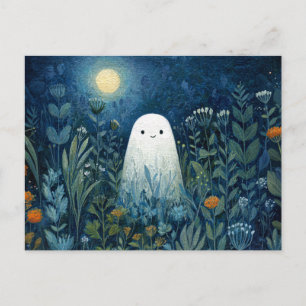 Lycklig Ghost i Moonlit Garden Vykort