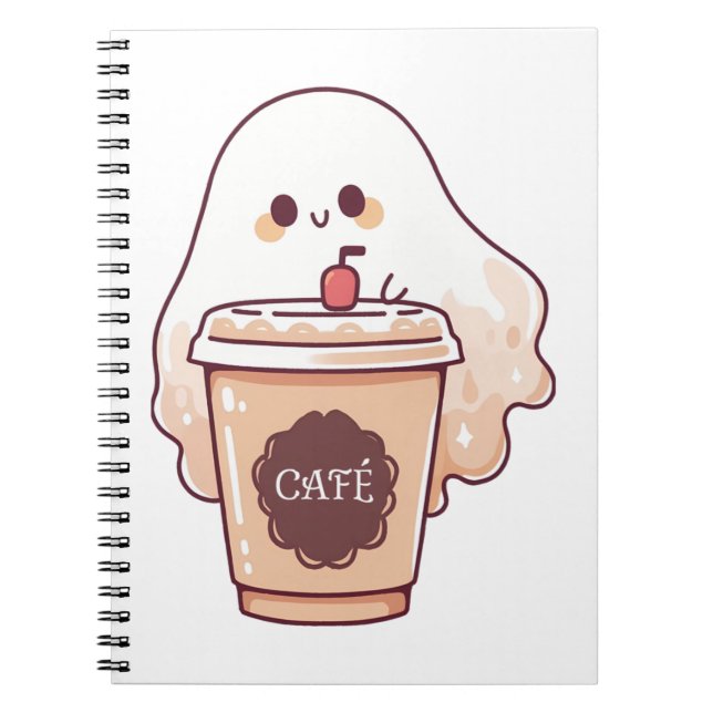 Lycklig Ghost Kärlek Coffee Sticker Anteckningsbok (Framsidan)