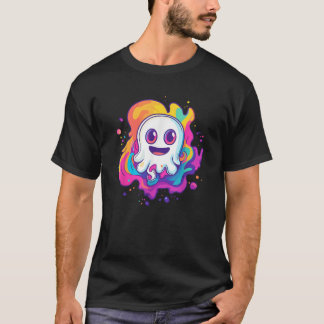 Lycklig Ghost med färgstark Stänk T Shirt