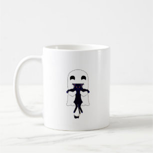 Lycklig Ghost och Scraggly Black Cat Mugg 11 oz