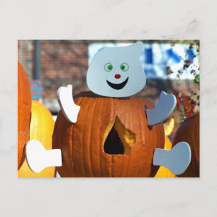 Lycklig Ghost Pumpkin Vykort