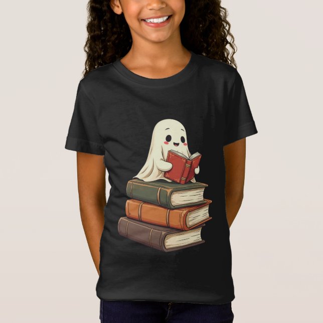 Lycklig Ghost Reader - Funny bokmask T Shirt (Framsida)