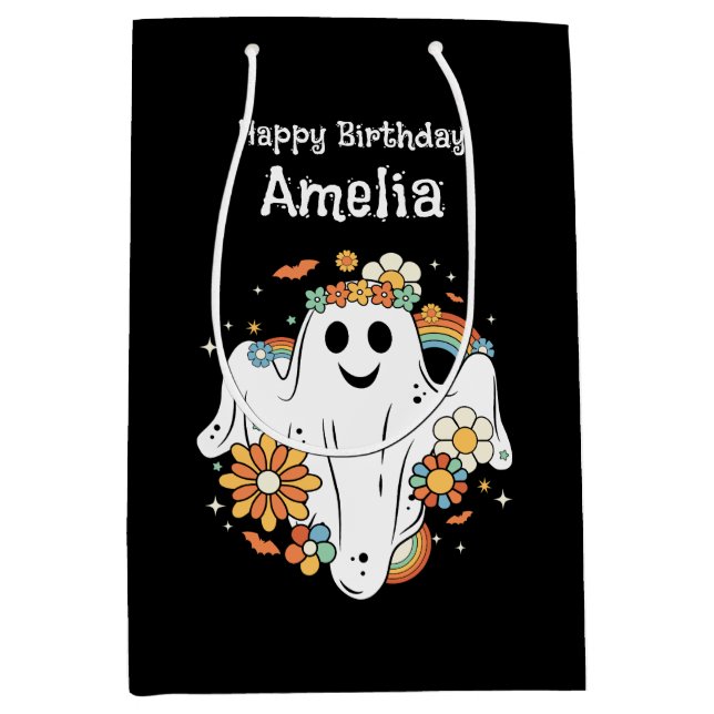 Lycklig Ghost Retro Hippie Vibe Birthday (Framsidan)