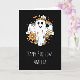 Lycklig Ghost Retro Hippie Vibe Birthday Kort