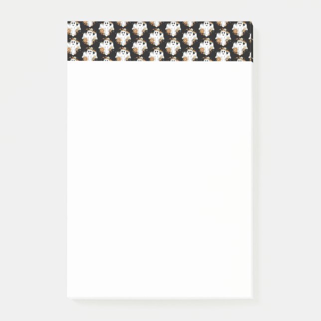 Lycklig Ghost Retro Hippie Vibe Mönster Post-it Block (Framsida)