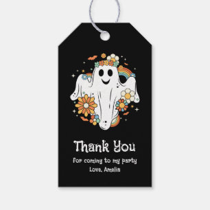 Lycklig Ghost Retro Hippie Vibe Party Tack Presentetikett