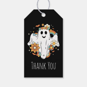 Lycklig Ghost Retro Hippie Vibe Tack Presentetikett